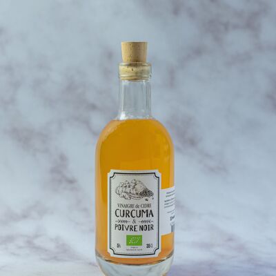 Vinagre de sidra aromatizado - Pimienta negra de cúrcuma (sin pasteurizar)