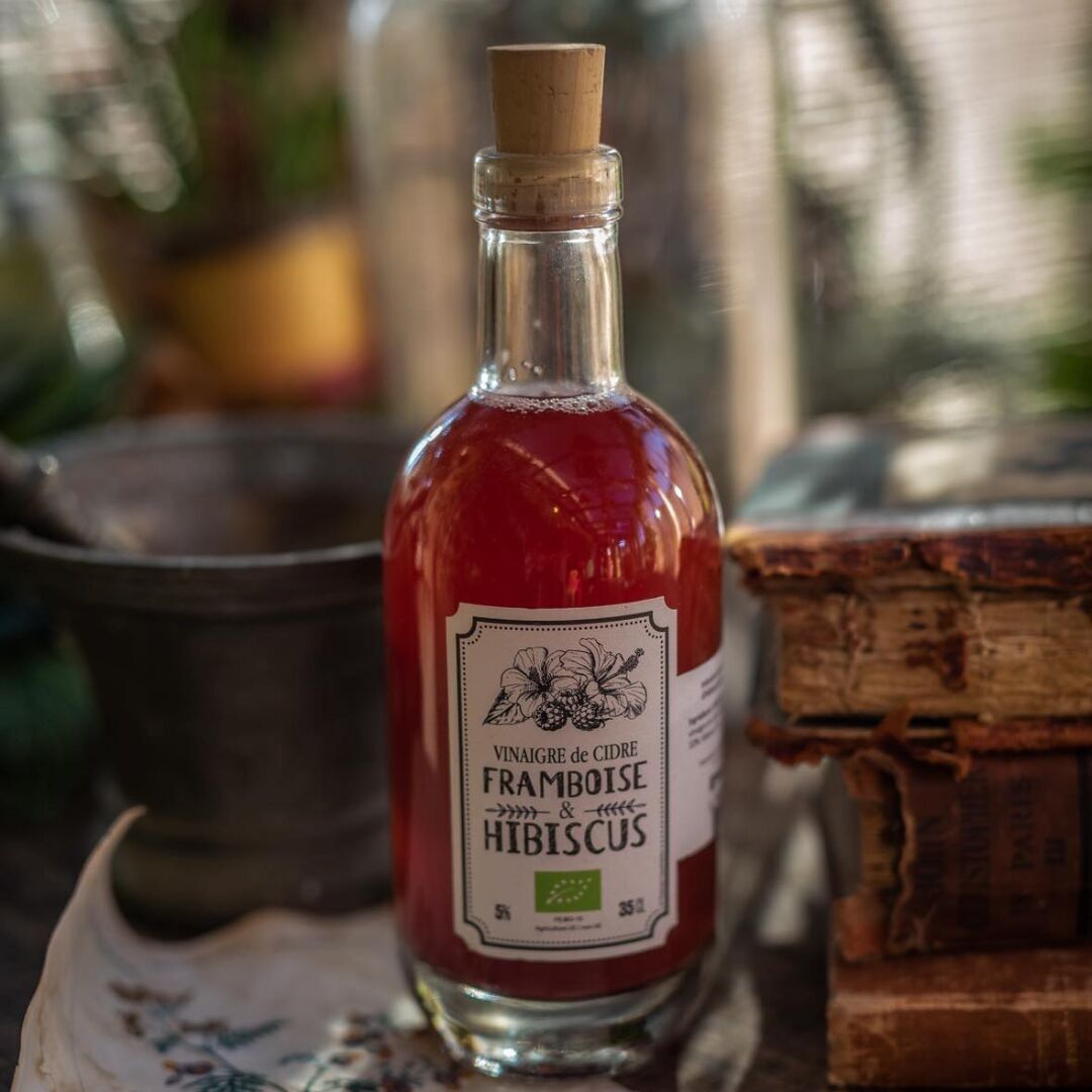 Vinagre de sidra de manzana aromatizado - Raspberry Hibiscus (sin pasteurizar)