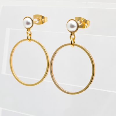 Studs, gold-plated, freshwater cultured pearl in white (329Pw)