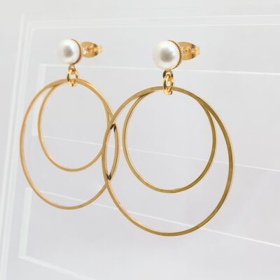 Studs, gold-plated, freshwater cultured pearl in white (319Pw)