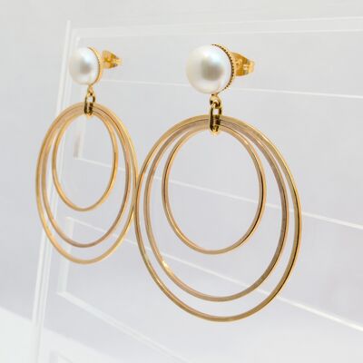 Studs, gold-plated, freshwater cultured pearl in white (338Pw)