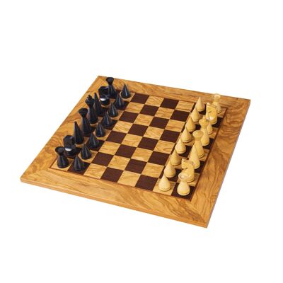 Olive Burl Chess set 40x40cm with Modern Style Chessmen Manopoulos
