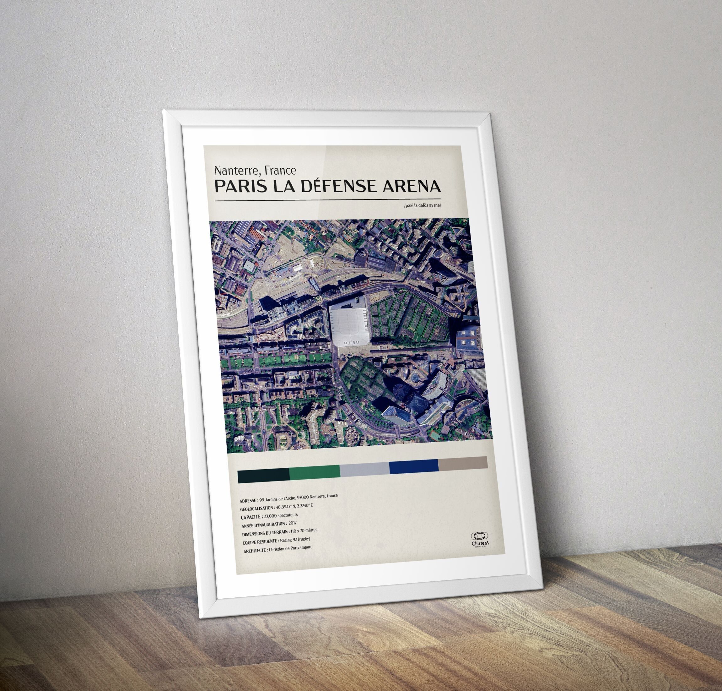 Poster della difesa del Parigi Veduta aerea dell'Arena I Poster del Racing 92 I Poster del Rugby