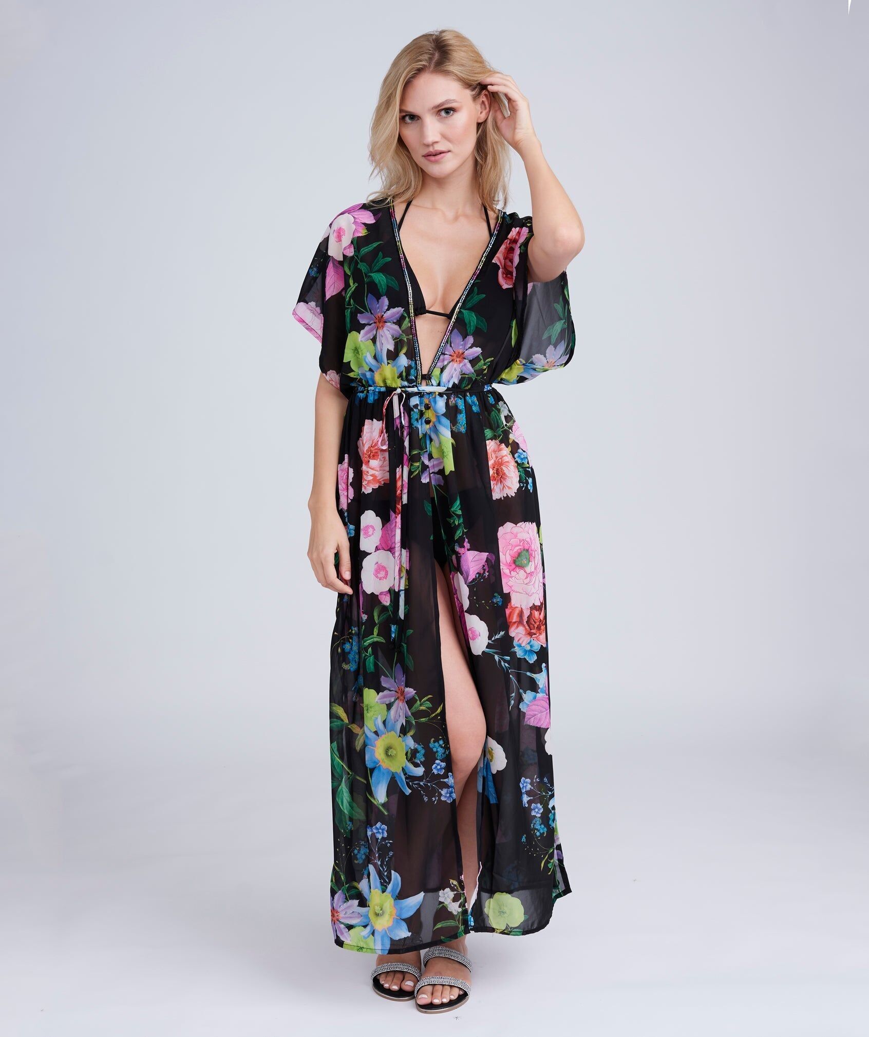 Samba  Maxi Cover Up - Black/Pink
