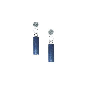 Boucles d'oreilles en argent sterling avec cylindre en lapis-lazuli 6