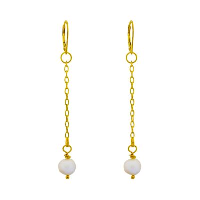 a pearl, Freshwater Pearl Yellow Gold vermeil earrings