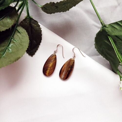 Tiger Eye Teardrop Sterling Silver Earrings