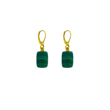 Boucles d'oreilles itumo malachite, malachite et vermeil or jaune 1