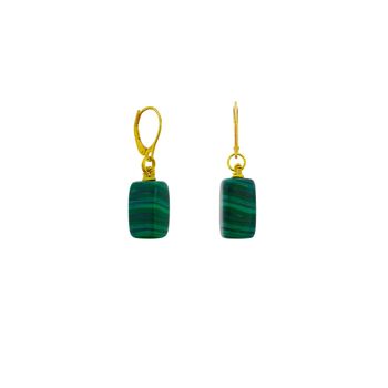 Boucles d'oreilles itumo malachite, malachite et vermeil or jaune 2