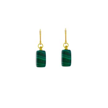 Boucles d'oreilles itumo malachite, malachite et vermeil or jaune 3