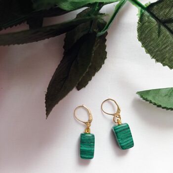 Boucles d'oreilles itumo malachite, malachite et vermeil or jaune 4