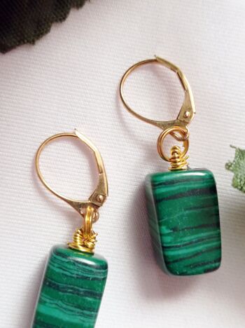 Boucles d'oreilles itumo malachite, malachite et vermeil or jaune 5