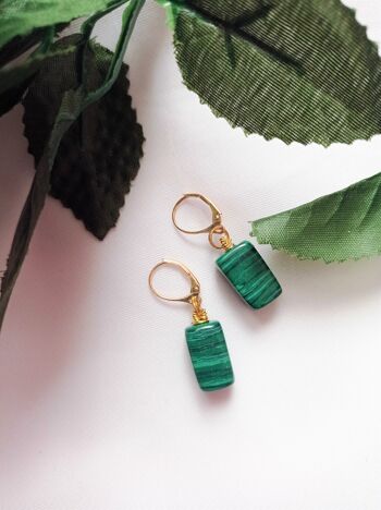 Boucles d'oreilles itumo malachite, malachite et vermeil or jaune 6