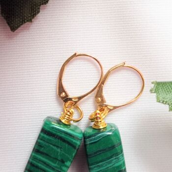 Boucles d'oreilles itumo malachite, malachite et vermeil or jaune 7