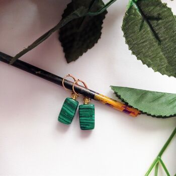 Boucles d'oreilles itumo malachite, malachite et vermeil or jaune 8