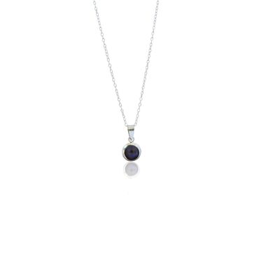 ala, black freshwater pearl encased in silver, .925 sterling silver necklace