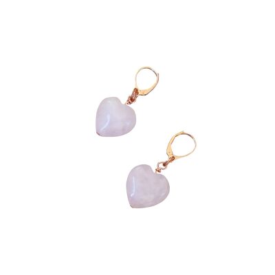 Esther's Heart, Rose Quartz Rose Gold vermeil earrings