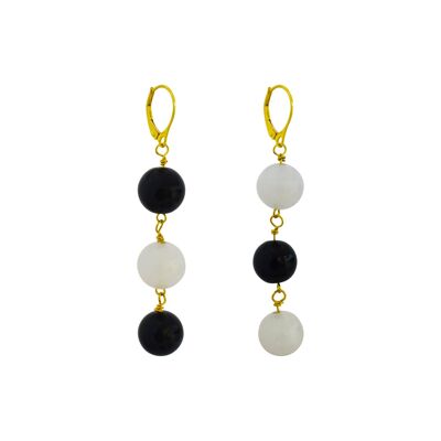 dudu + funfun, White Agate and Black Onyx Yellow Gold vermeil earrings