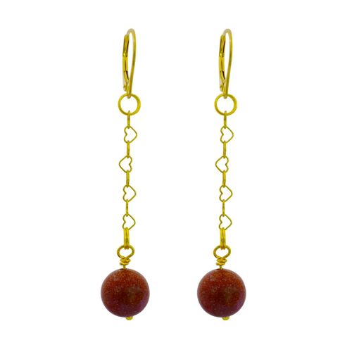 Link + Shine, Brown Goldstone and Yellow Gold vermeil earrings