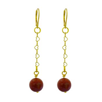 Boucles d'oreilles Link + Shine, Pierre Dorée Marron et Vermeil Or Jaune 1