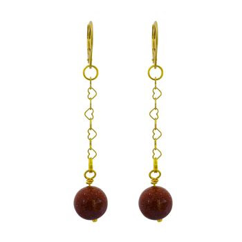 Boucles d'oreilles Link + Shine, Pierre Dorée Marron et Vermeil Or Jaune 2