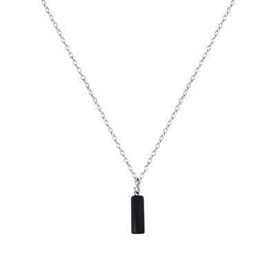 Onyx Cylinder Sterling Silver Necklace