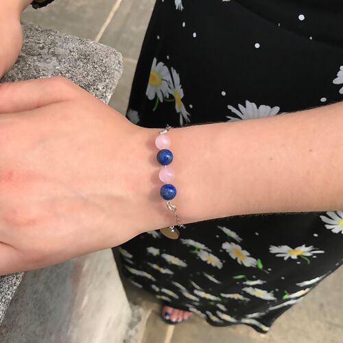 Rose Quartz and Lapis Lazuli Ball Friendship bracelet by nlanlaVictory