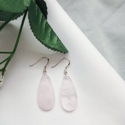 Rose Quartz Teardrops Sterling Silver earrings