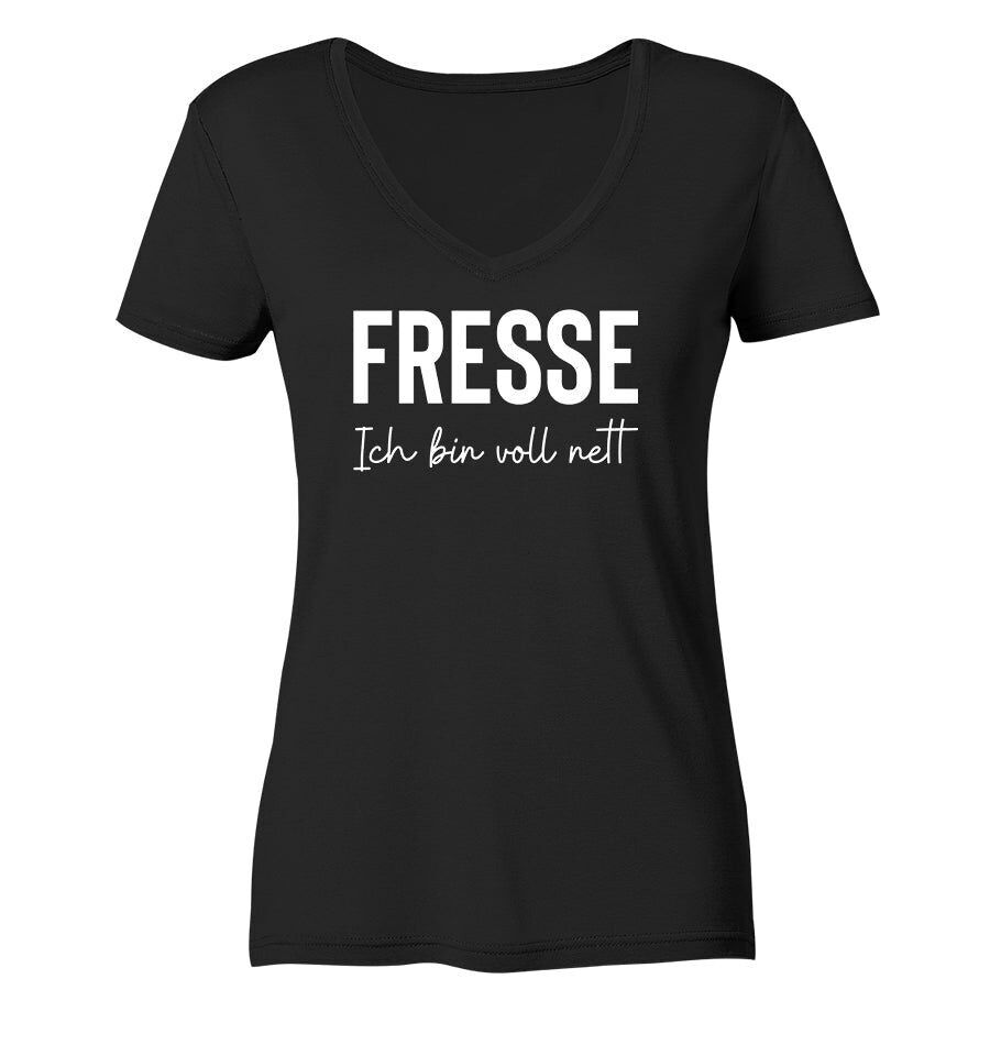 Fresse ich bin voll nett - Frauen V-Neck Shirt