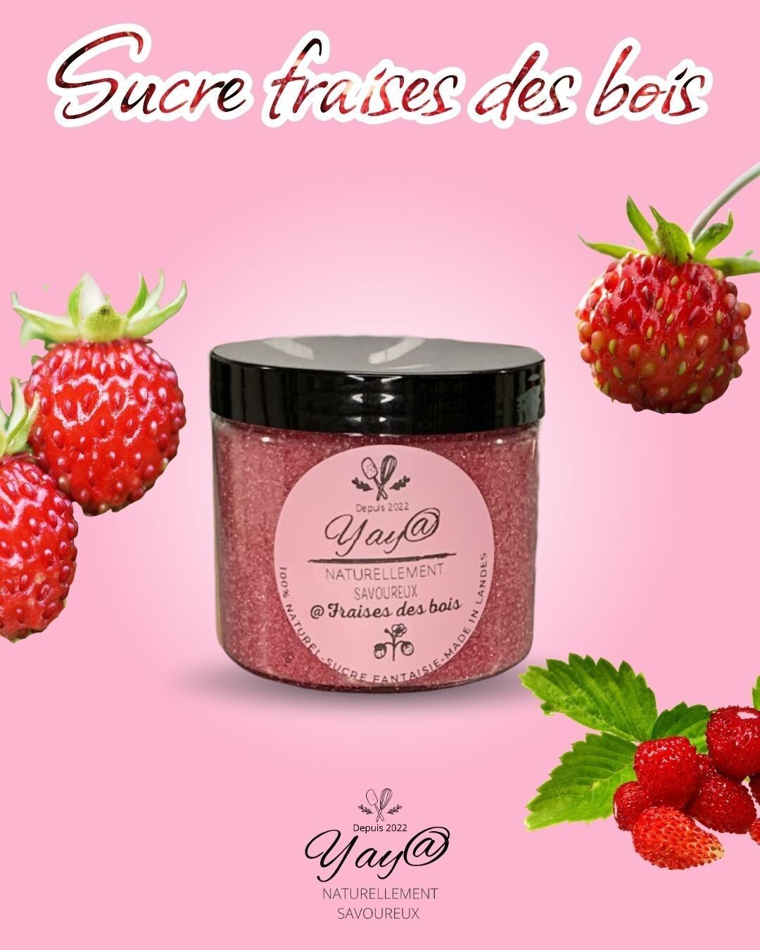Zucchero di Fragola Selvatica - 200g - Yaya naturalmente delizioso