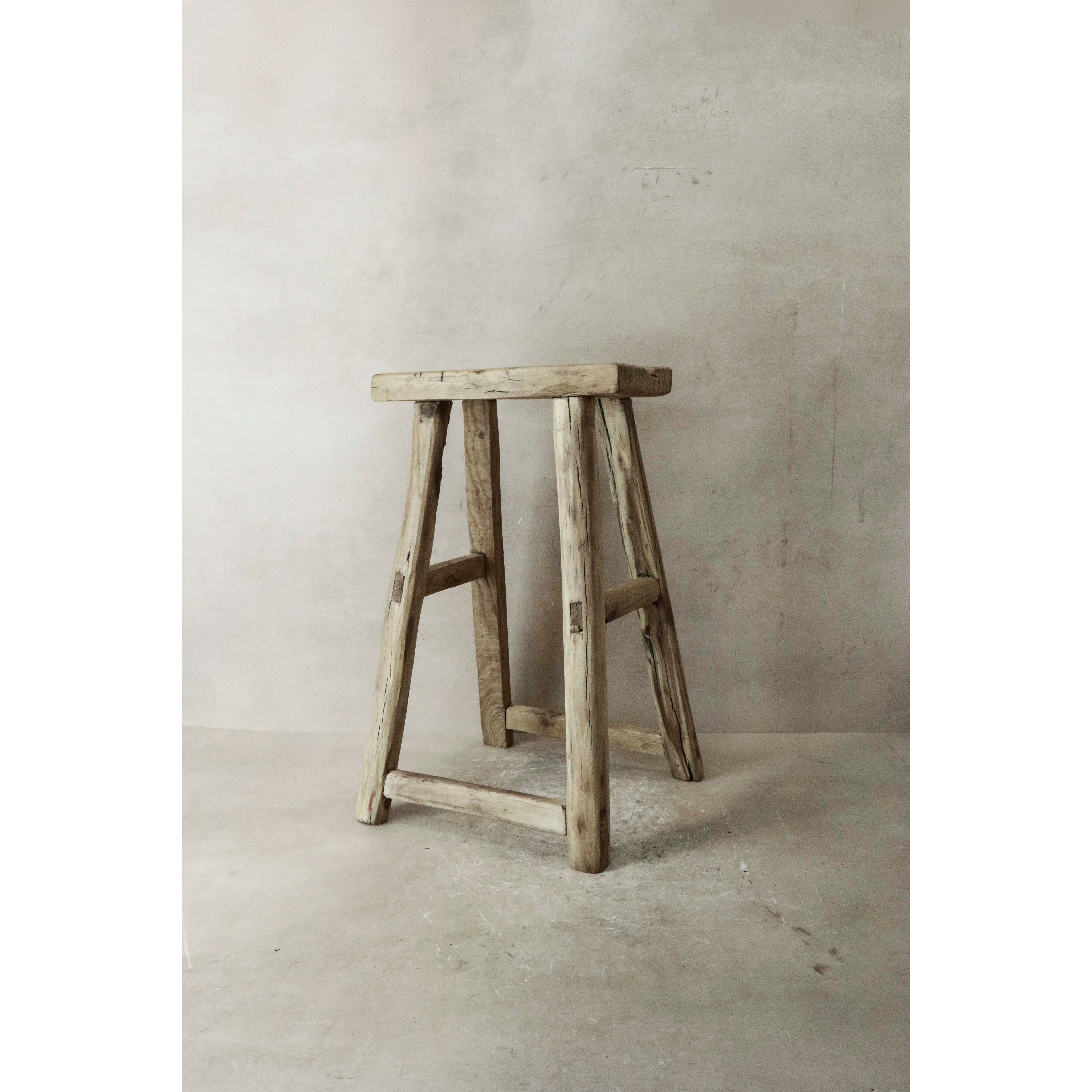 Sgabello rustico in legno di olmo vintage - Medio - N. 35