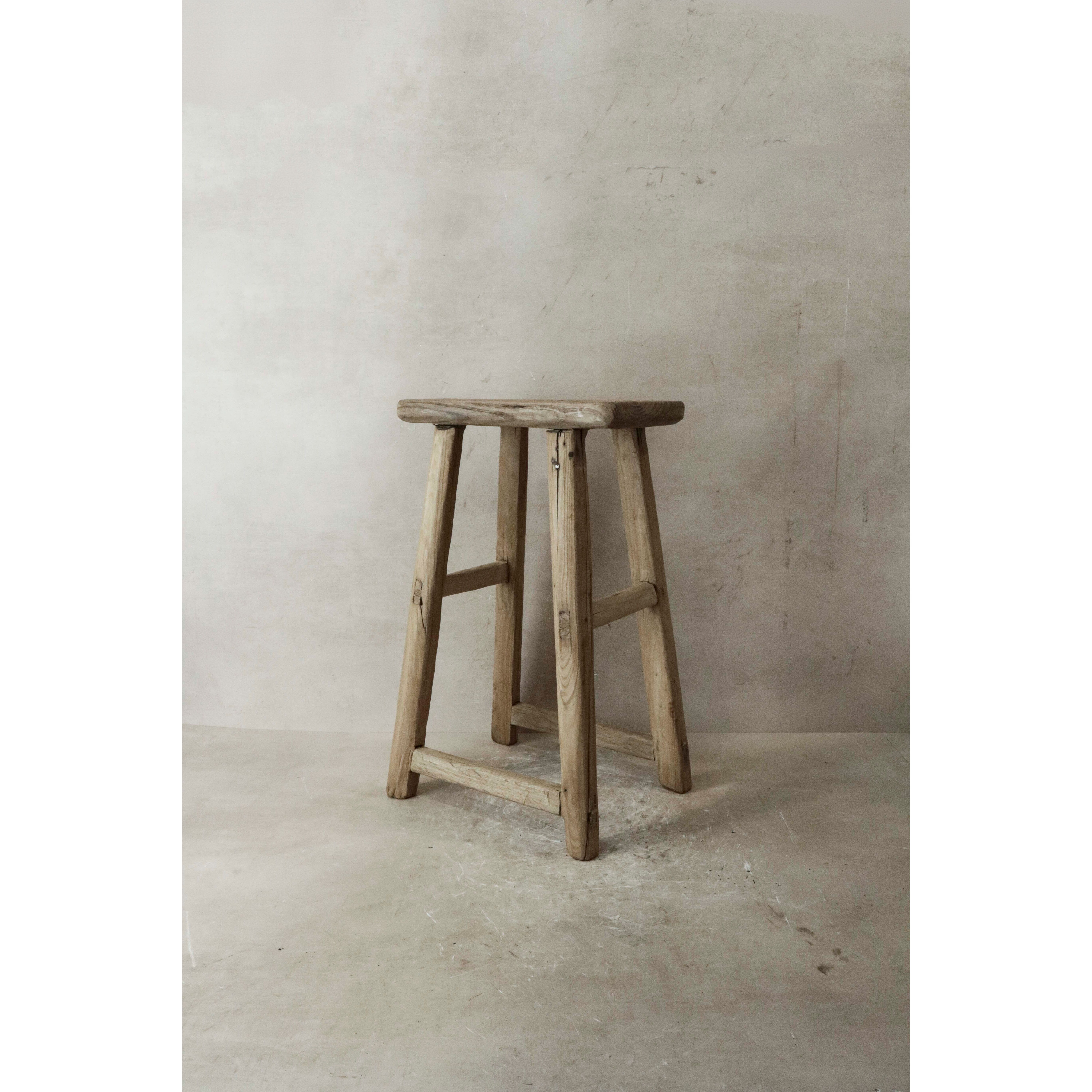 Sgabello rustico in legno di olmo vintage - Medio - N. 36