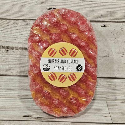 Spugna di sapone al rabarbaro e alla crema pasticcera