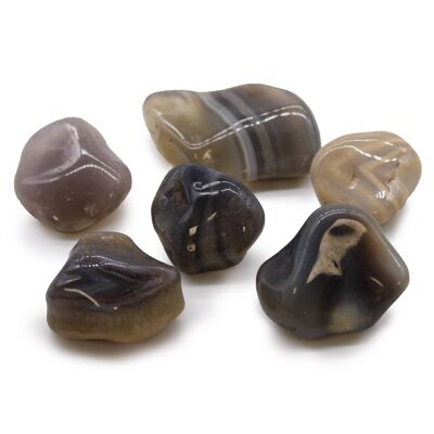 Grandes pierres roulées africaines (6x) Agate grise - Sagesse ancienne du Botswana