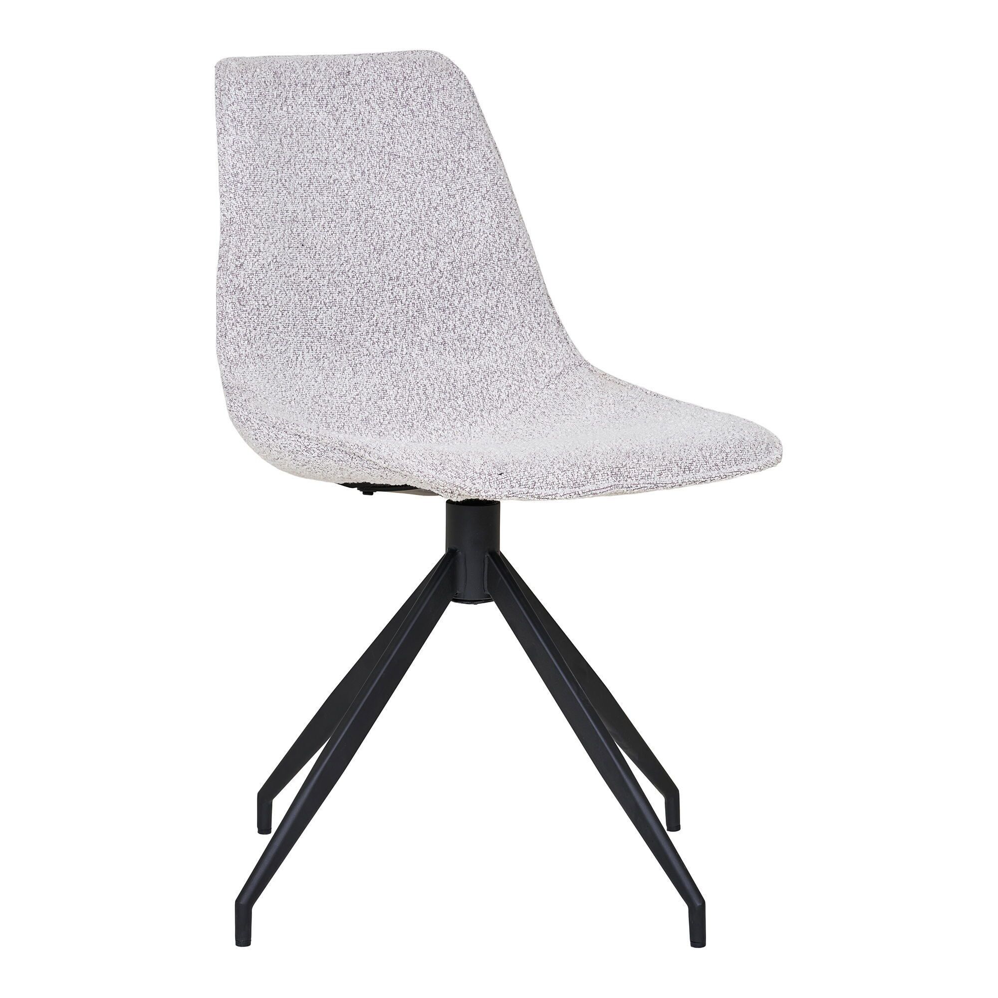 Monaco Dining Chair - Sedia da pranzo con struttura girevole, bouclé, sabbia con gambe nere, HN1267