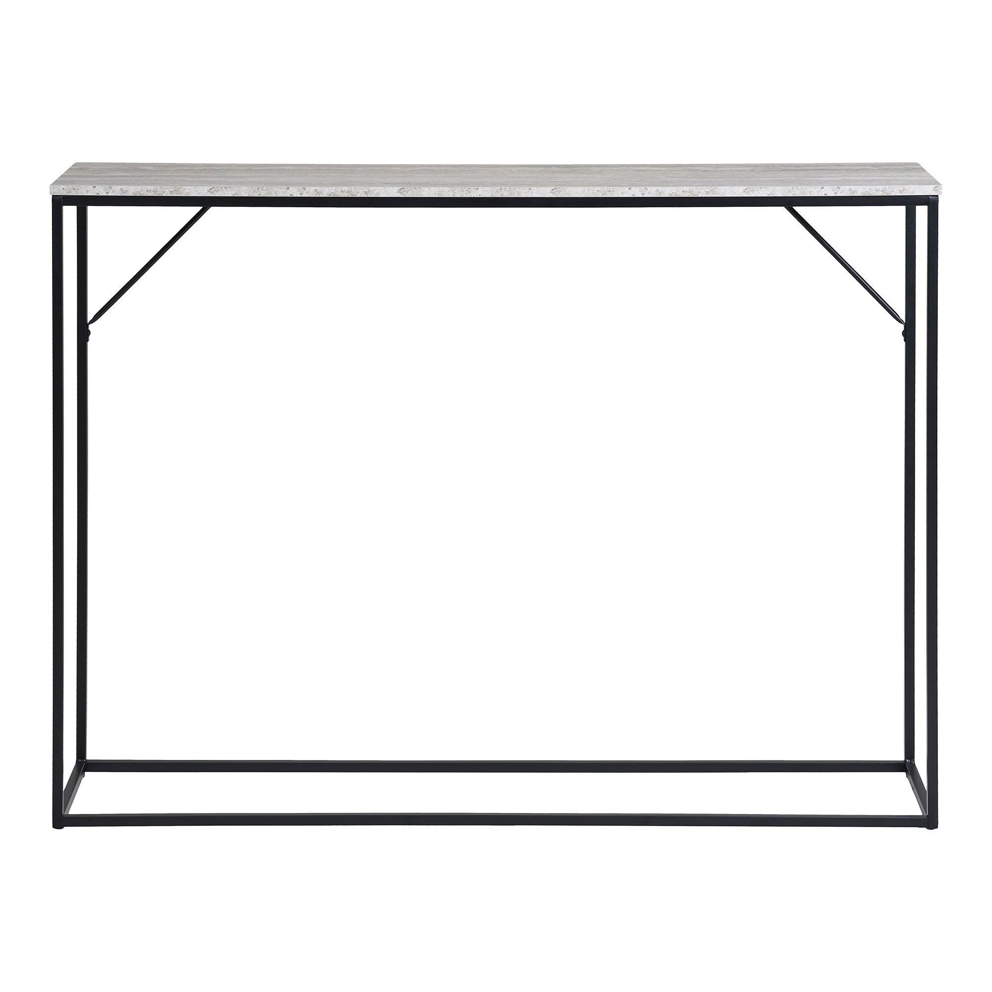 Consolle Vita - Consolle, 1 ripiano, aspetto travertino, struttura nera 110x26x80 cm