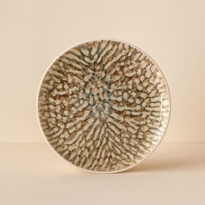Piatto fondo ambra 20.5 cm in arenaria marrone e beige
