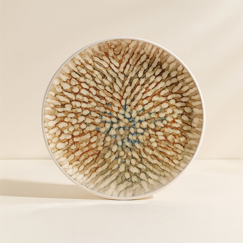 Piatto dessert ambra 20 cm in gres marrone e beige