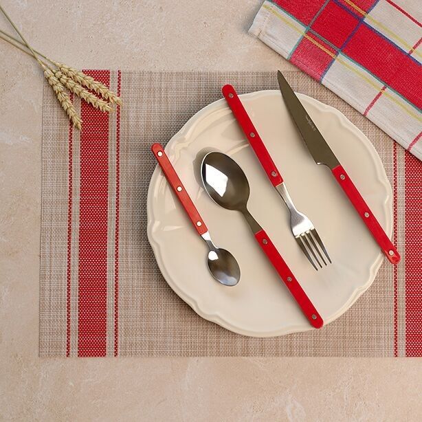 Tovaglietta intrecciata 45x30 cm in PVC rosso e beige