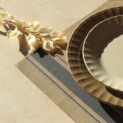 Set de table tissé 45x30cm en pvc bleu et beige