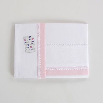 Set of Cotton Sheets Printed Bar Laced f/ Embroidery J.CAMA