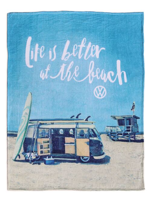 VW T1 Bus Combi Fleecedecke 50x200cm – Vintage Beach, BUFL04