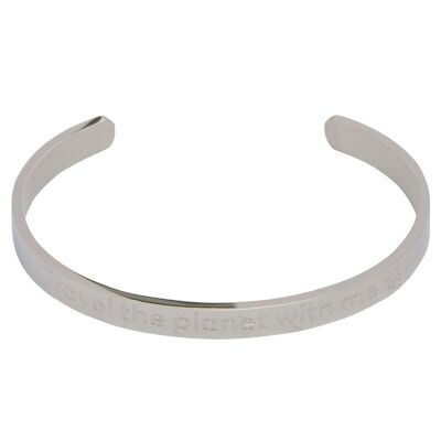 Travel the Planet with Me: Stainless Steel Bracelet with Engraved Message for Travel Enthusiasts Gift