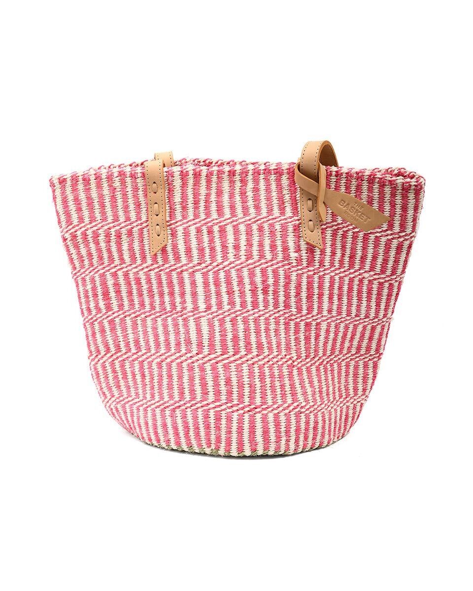 MWAMBA: Borsa tote in sisal rosa e verde oliva