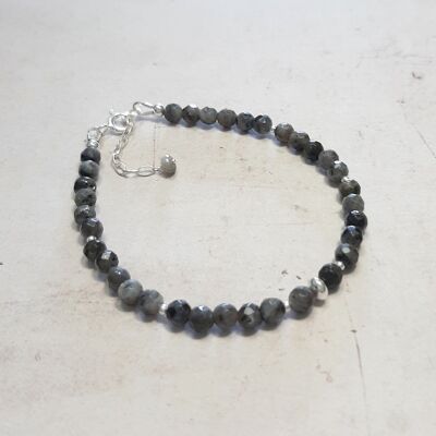 Bracelet Labradorite Noire et Argent 925