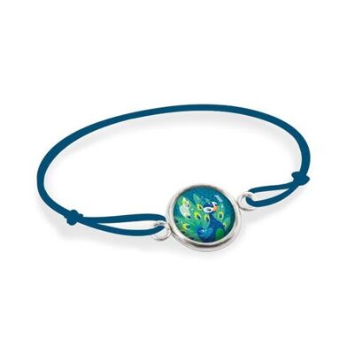 Pulsera Infantil de Cordón Pavo Real - Plata