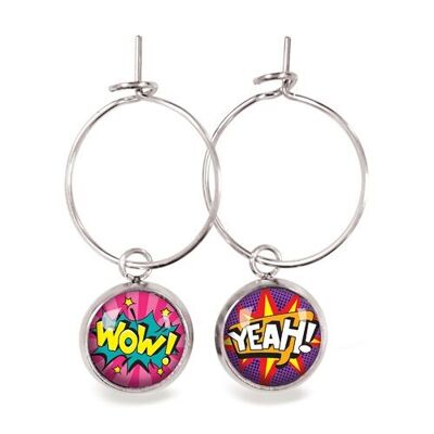 Pendientes de aro infantiles Nomade Wow / Yeah - Plata