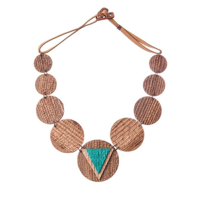 Collana Equilibrium Turquoise: orecchini statement eleganti e sostenibili realizzati con materiali riciclati