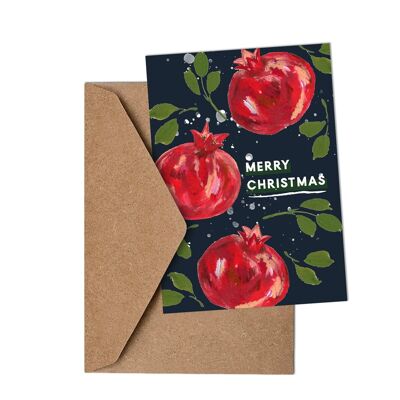Carte de Noël « Grenade » avec enveloppe en papier kraft