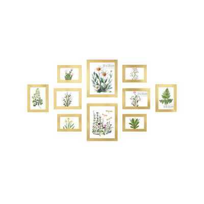 Picture frame set of 10 with plastic disc made of MDF